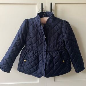 Janie & Jack Kids Quilted Ruffle Jacket in Navy